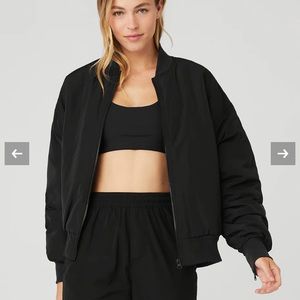 Alo Faux Fur Urbanite Bomber in Black/Ivory